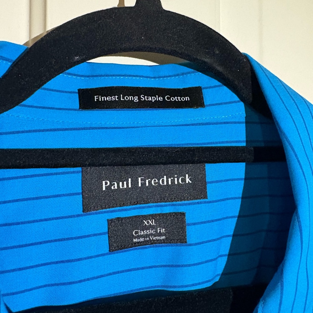Paul Fredrick Blue Striped Casual Shirt - Picture 3 of 3